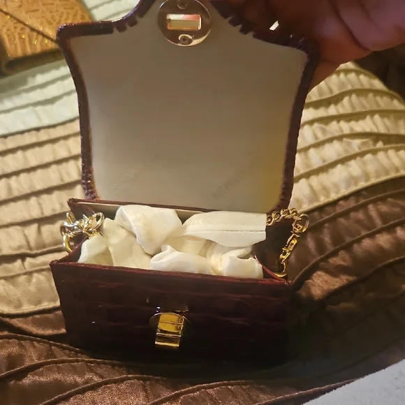 Brahmin Croc-Embossed Mini Top Handle Bag in Burgundy - Picture 4 of 7